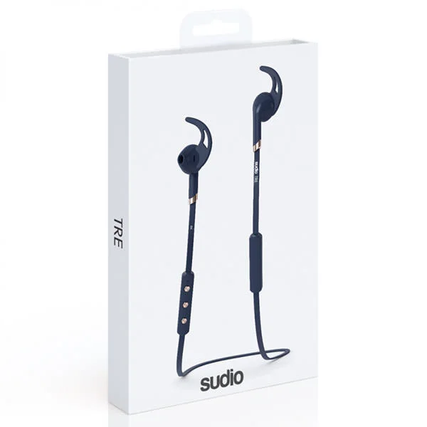 Sudio Tre Wireless Bluetooth On-Ear Earbud with Mic - Classic Blue