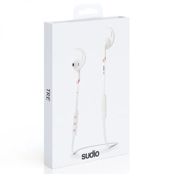 Sudio Tre Wireless Bluetooth On-Ear Earbud with Mic - White