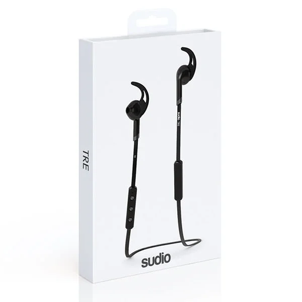 Sudio Tre Wireless Bluetooth On-Ear Earbud with Mic - Black