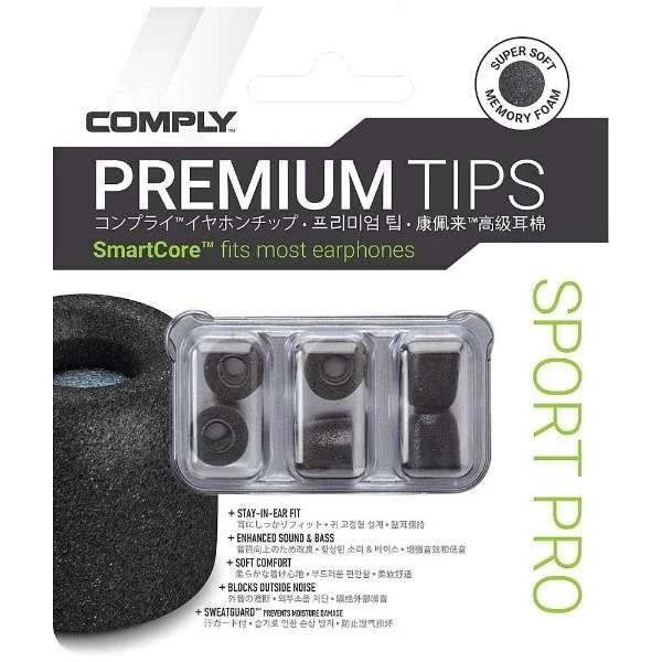 Comply Sport Pro SmartCore™ Foam Eartips (Medium 3-Pairs) - Black