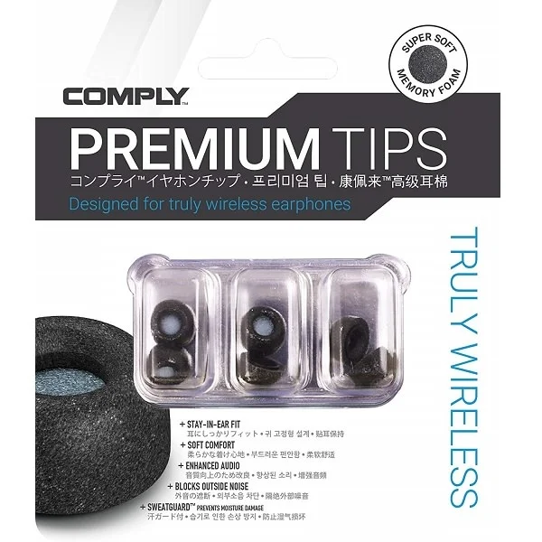 Comply Truly Wireless Pro SmartCore™ Foam Eartips with TechDefender™ Protection