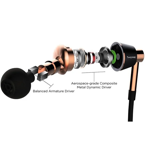 1MORE E1001 Triple Driver Hybrid In-Ear Earphone with Mic - Gold