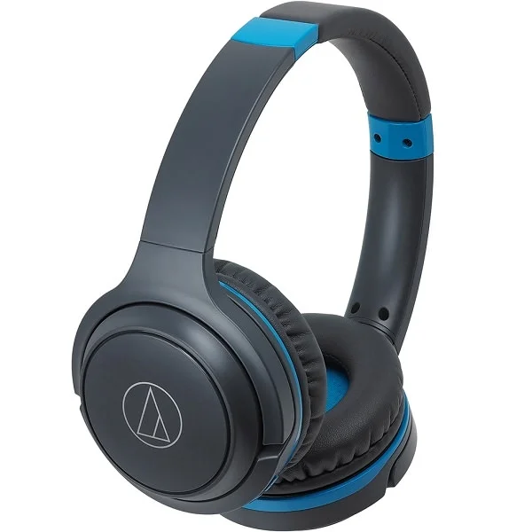Audio-Technica ATH-S200BT Wireless Bluetooth On-Ear Headphone with Mic - Grey/Blue
