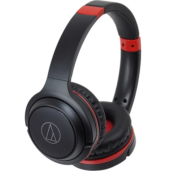 Audio-Technica ATH-S200BT Wireless Bluetooth On-Ear Headphone with Mic - Black/Red
