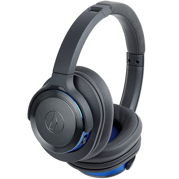 Audio-Technica ATH-WS660BT Solid Bass Wireless Bluetooth Over-Ear Headphone with Mic - Black Blue Audio-Technica ATH-WS660BT Solid Bass Wireless Bluetooth Over-Ear Headphone with Mic - Black Blue