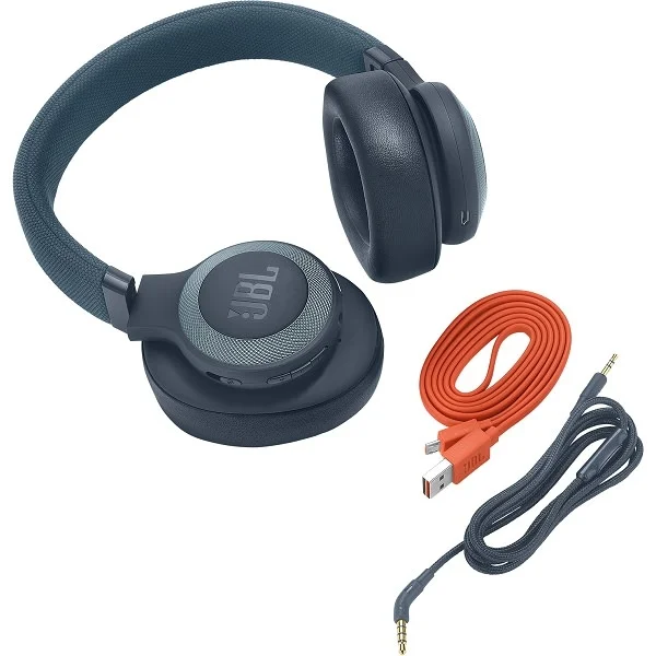 JBL E65BTNC Noise-Cancelling Wireless Bluetooth Over-Ear Headphone with Mic - Blue