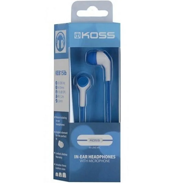 Koss KEB15i In-Ear Earphone with Mic - Blue