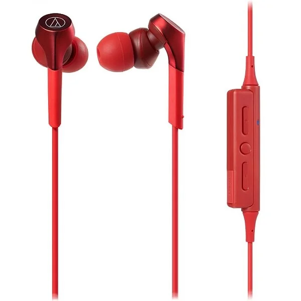 Audio-Technica ATH-CKS550XBT Solid Bass Wireless Bluetooth In-Ear Earphone with Mic - Red