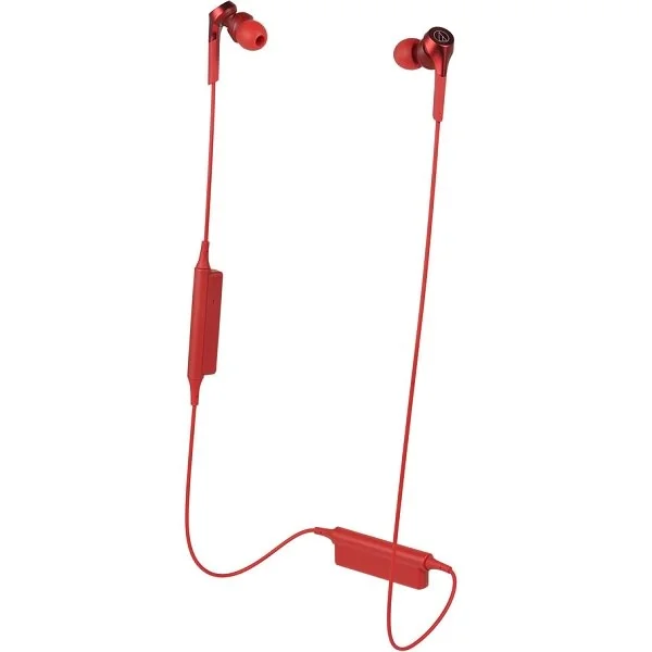 Audio-Technica ATH-CKS550XBT Solid Bass Wireless Bluetooth In-Ear Earphone with Mic - Red