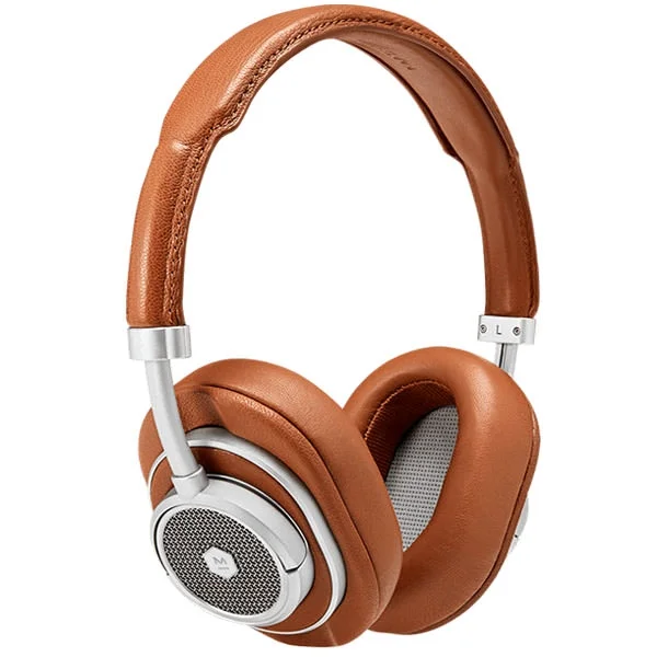 Master & Dynamic MW50+ Wireless Bluetooth Over-Ear Headphone with Mic - Silver Metal / Brown Leather