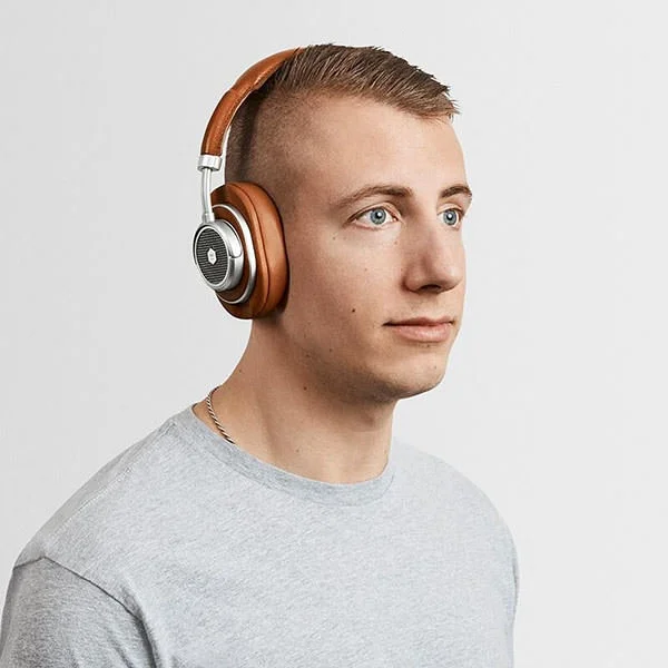 Master & Dynamic MW50+ Wireless Bluetooth Over-Ear Headphone with Mic - Silver Metal / Brown Leather