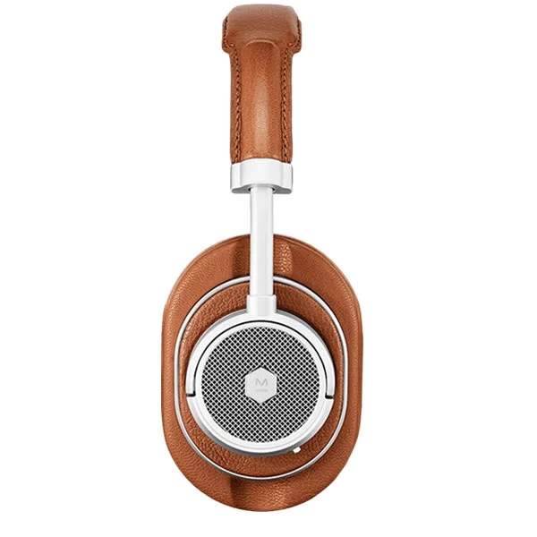 Master & Dynamic MW50+ Wireless Bluetooth Over-Ear Headphone with Mic - Silver Metal / Brown Leather