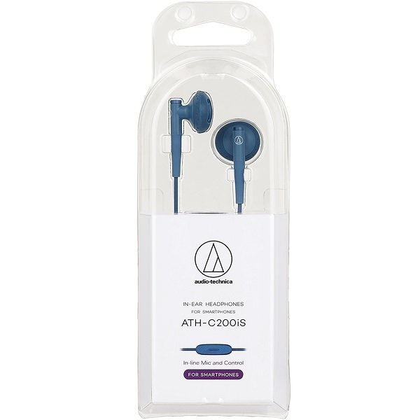 Audio-Technica ATH-C200iS On-Ear Earphone with Mic - Blue