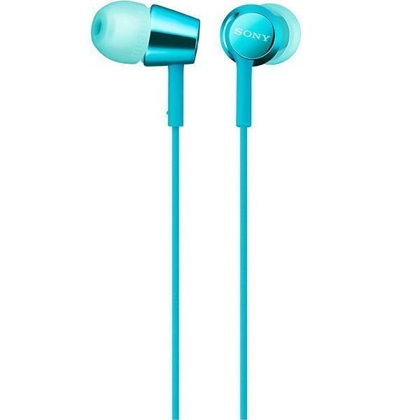 Sony MDR-EX155AP In-Ear Earphone with Mic - Light Blue Sony MDR-EX155AP In-Ear Earphone with Mic - Light Blue