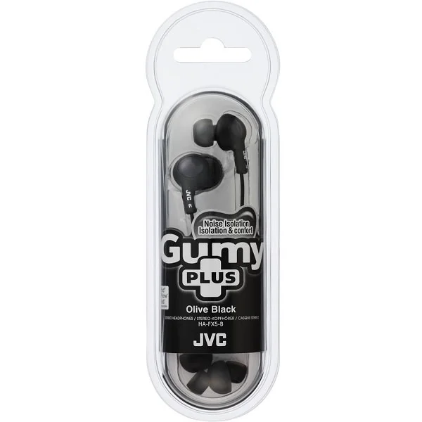 JVC HA-FX5 Gumy Plus In-Ear Earphone with Mic - Olive Black