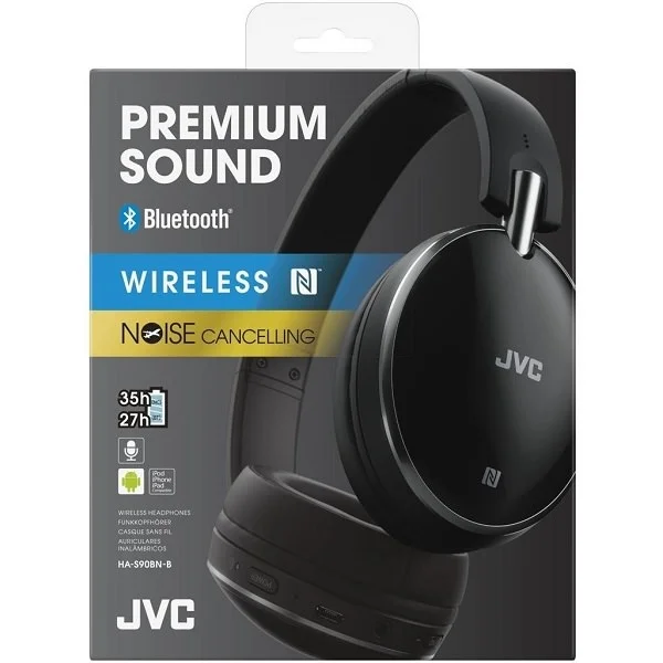 JVC HA-S90BN Noise-Cancelling Wireless Bluetooth Over-Ear Headphone with Mic