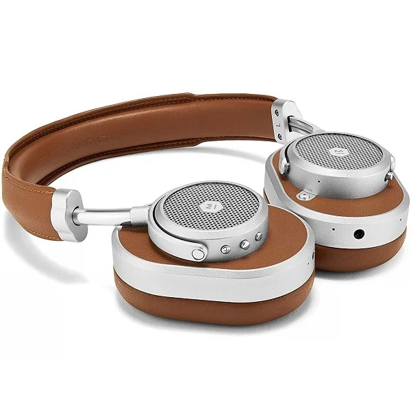 Master & Dynamic MW65 Wireless Bluetooth Noise-Cancelling Over-Ear Headphone with Mic - Silvermetal/Brown Leather