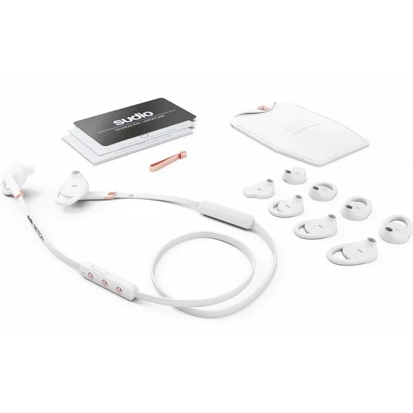 Sudio Tretton Wireless Bluetooth On-Ear Earbud with Mic - White
