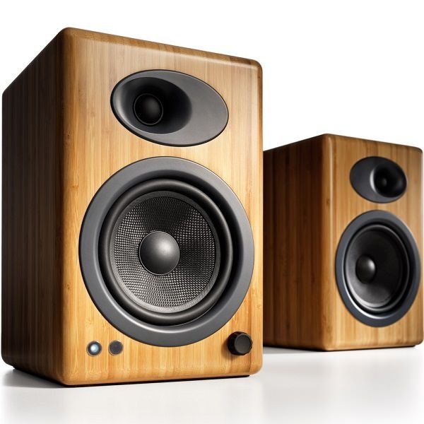 Audioengine A5+ Wired Bookshelf Speakers - Natural Bamboo
