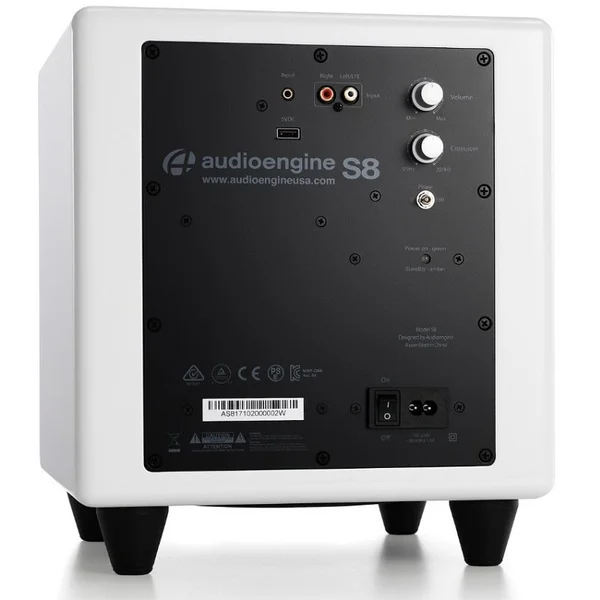 Audioengine S8 8-inch (8") Powered Subwoofer - Hi-Gloss White