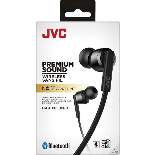JVC HA-FX65BN Noise-Cancelling Wireless Bluetooth In-Ear Earphone