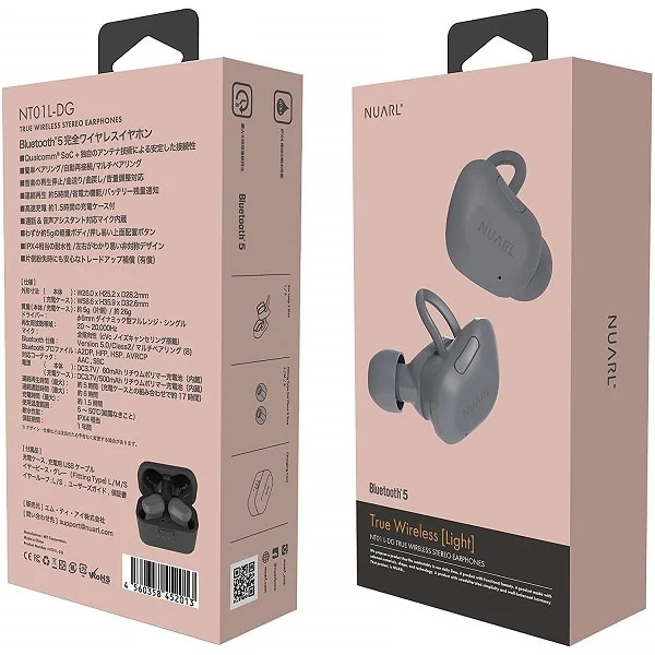 Nuarl NT01L Stereo True Wireless Bluetooth In-Ear Earphone with Mic - Dark Gray