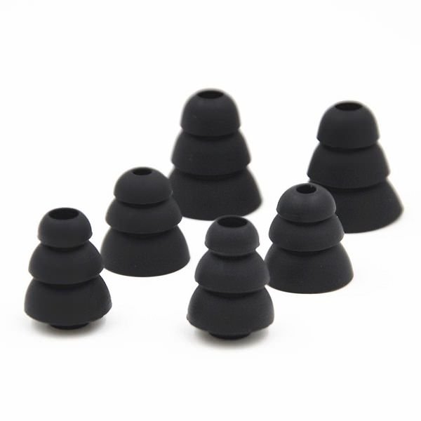 Triple-Flange Silicone Eartips - Black