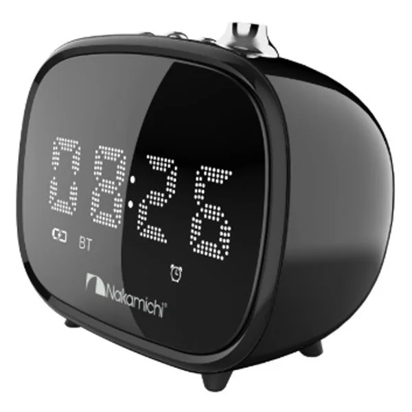 Nakamichi CRK3 Wireless Bluetooth Alarm Clock FM Radio & Portable Speaker with Mic - Black