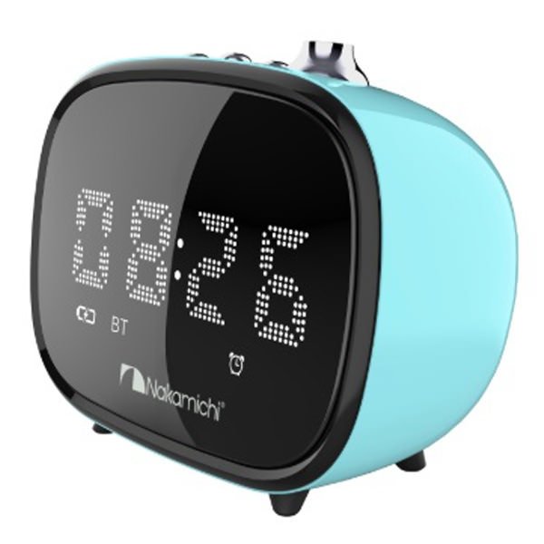 Nakamichi CRK3 Wireless Bluetooth Alarm Clock FM Radio & Portable Speaker with Mic - Blue