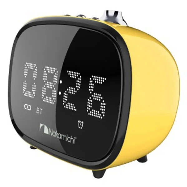 Nakamichi CRK3 Wireless Bluetooth Alarm Clock FM Radio & Portable Speaker with Mic - Yellow