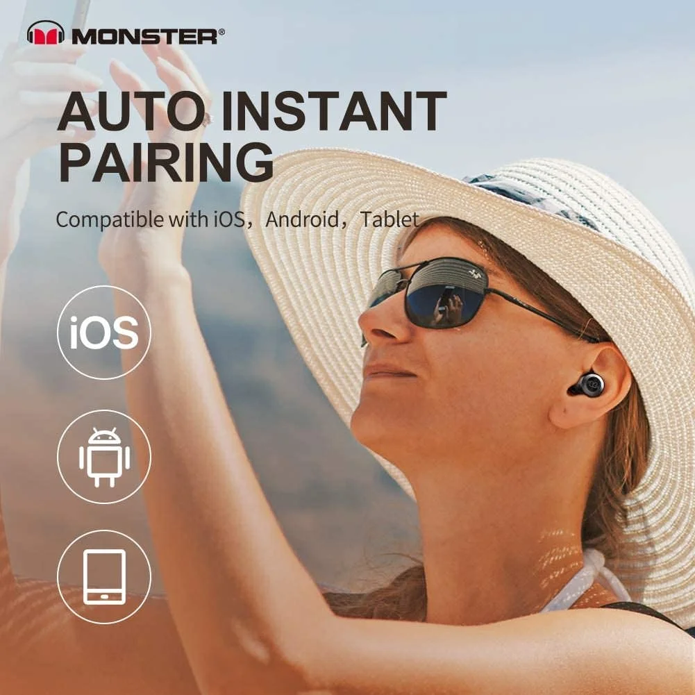 Monster Achieve 100 AirLinks True Wireless Bluetooth In-Ear Earphone with Mic - Black