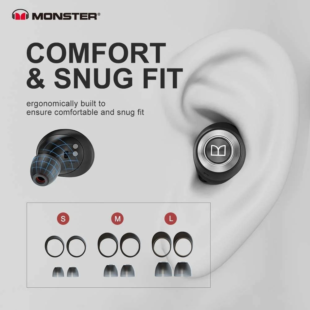 Monster Achieve 100 AirLinks True Wireless Bluetooth In-Ear Earphone with Mic - Black