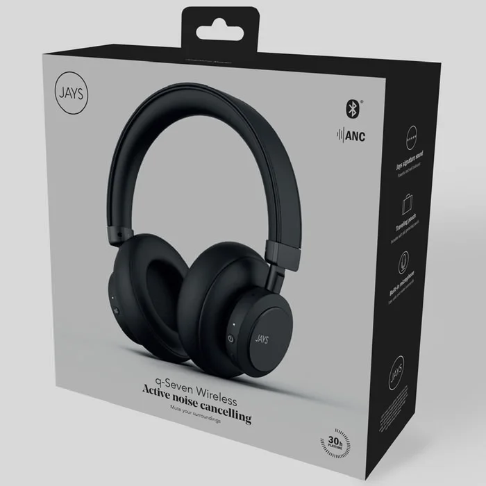 JAYS q-Seven Wireless Bluetooth Active Noise-Cancelling Over-Ear Headphone with Mic