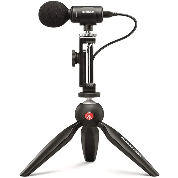 Shure MV88+ Video Kit Stereo Condenser Microphone with Manfrotto PIXI Tripod, Phone Clamp & Mount