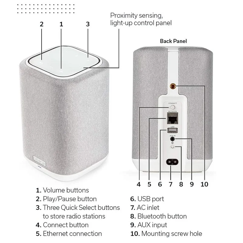Denon Home 150 Wireless Bluetooth Portable Speaker - White 