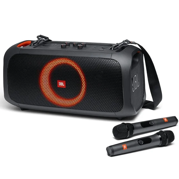 JBL PartyBox On-The-Go Wireless Bluetooth Karaoke Portable Speaker with Dual Wireless Handheld Microphones