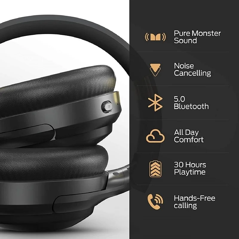 Monster Persona Wireless Bluetooth Active Noise-Cancelling Over-Ear Headphone with Mic