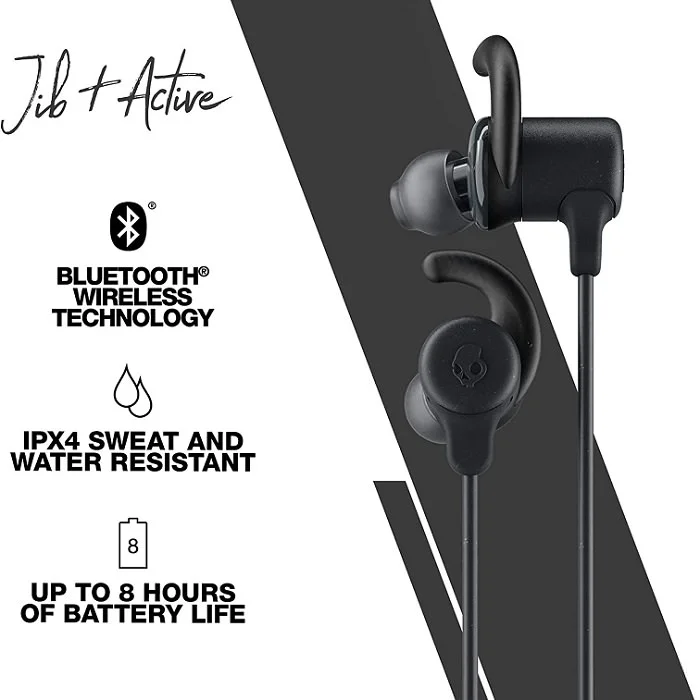 Skullcandy Jib+ Active Wireless Bluetooth In-Ear Earphone with Mic - Black