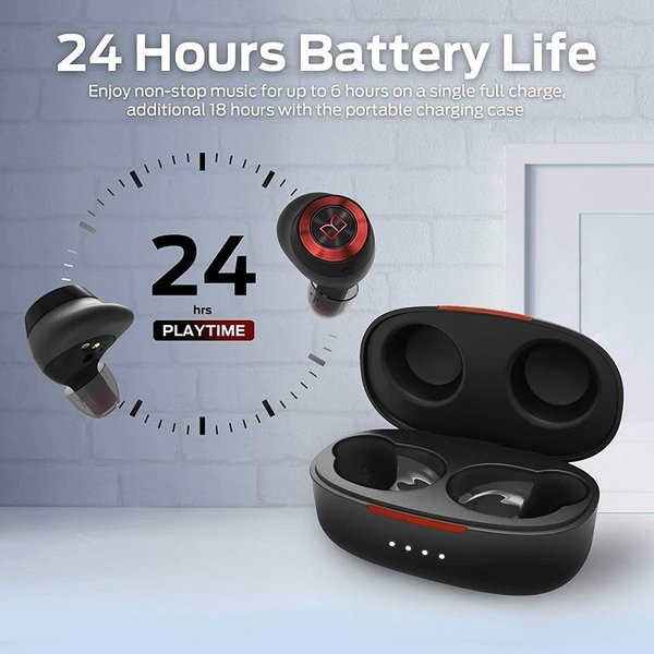 Monster Achieve 100 AirLinks True Wireless Bluetooth In-Ear Earphone with Mic - Black/Red Monster Achieve 100 AirLinks True Wireless Bluetooth In-Ear Earphone with Mic - Black/Red