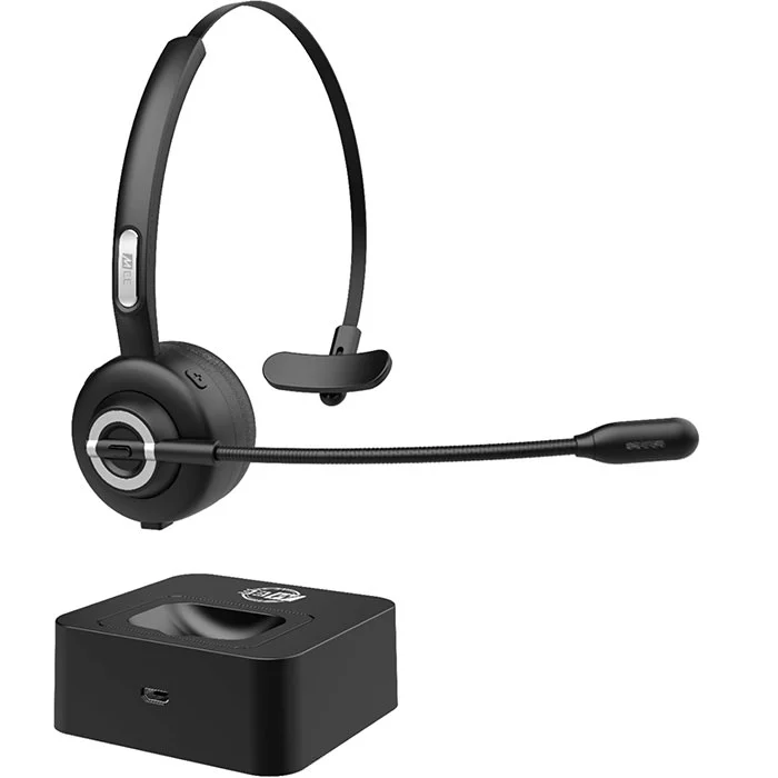 MEE Audio H6D Wireless Bluetooth On-Ear Mono Headset with Boom Mic and Charging Dock