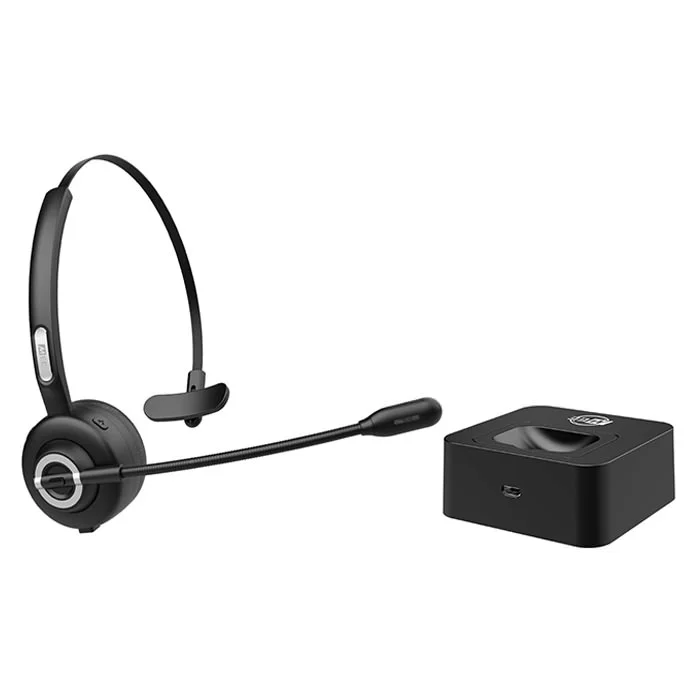 MEE Audio H6D Wireless Bluetooth On-Ear Mono Headset with Boom Mic and Charging Dock
