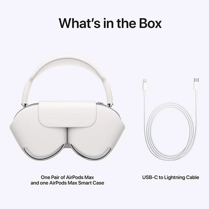 Apple AirPods Max Wireless Bluetooth Active Noise-Cancelling Over-Ear Headphone with Mic - Silver 