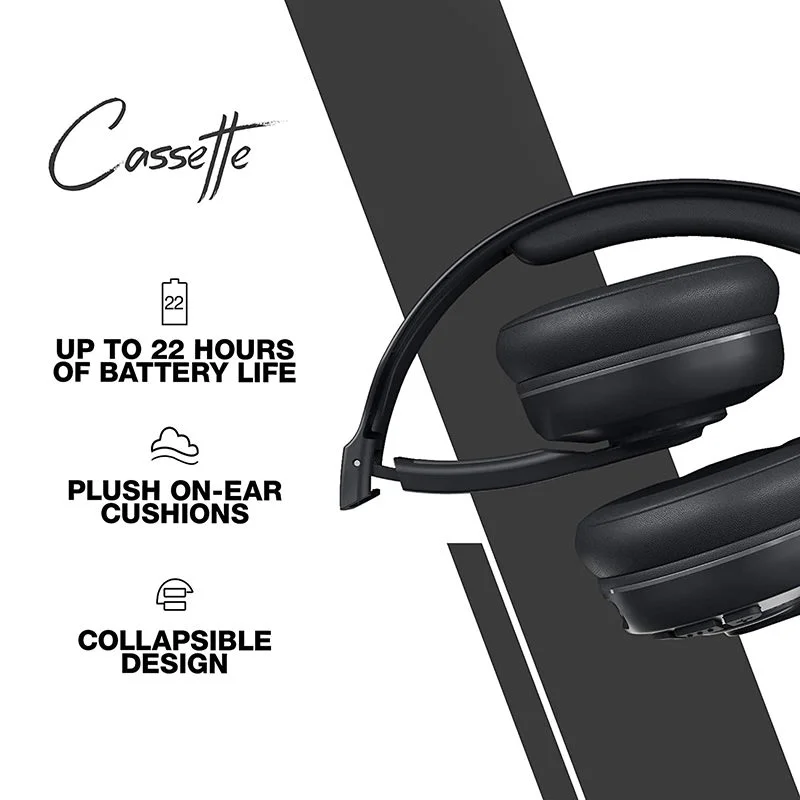 Skullcandy Cassette Wireless Bluetooth On-Ear Headphone with Mic - Black