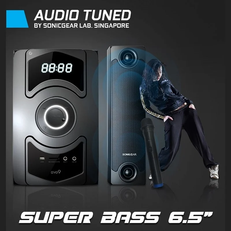 SonicGear EVO 9 BTMI Wireless Bluetooth Multimedia Karaoke Desktop Speaker with Wireless Mic