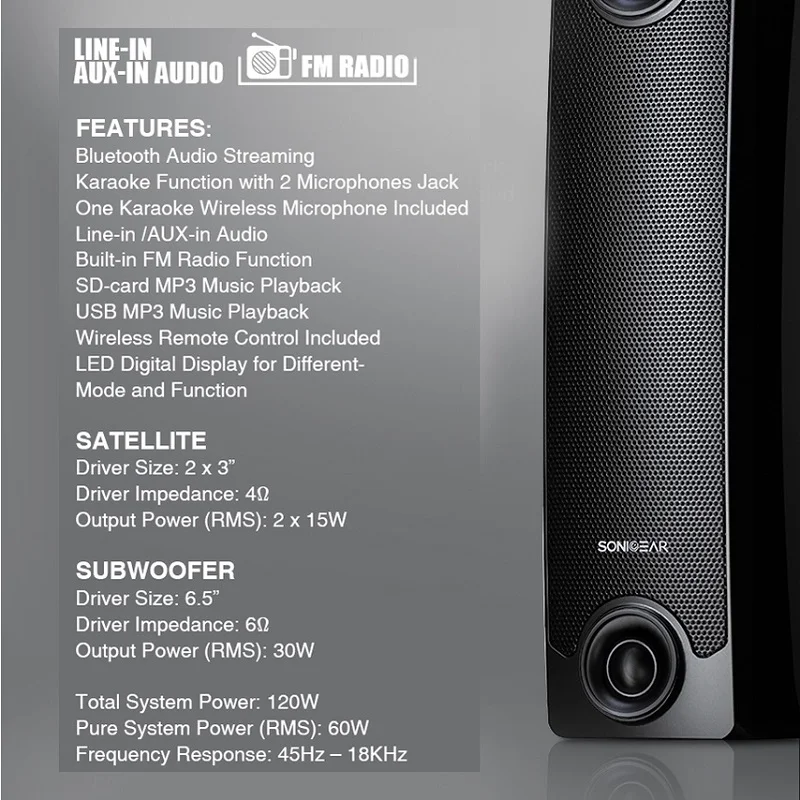 SonicGear EVO 9 BTMI Wireless Bluetooth Multimedia Karaoke Desktop Speaker with Wireless Mic