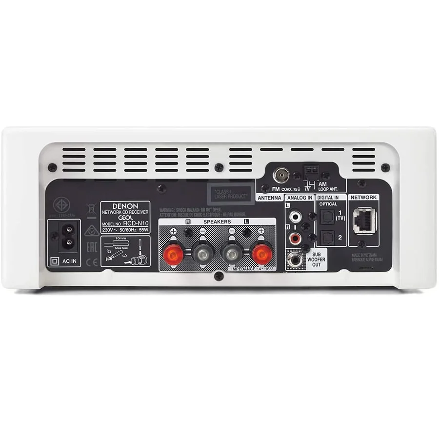 Denon CEOL N10 Multi-Room Wireless Bluetooth/WiFi Network, FM Radio & CD Player Speaker System - White