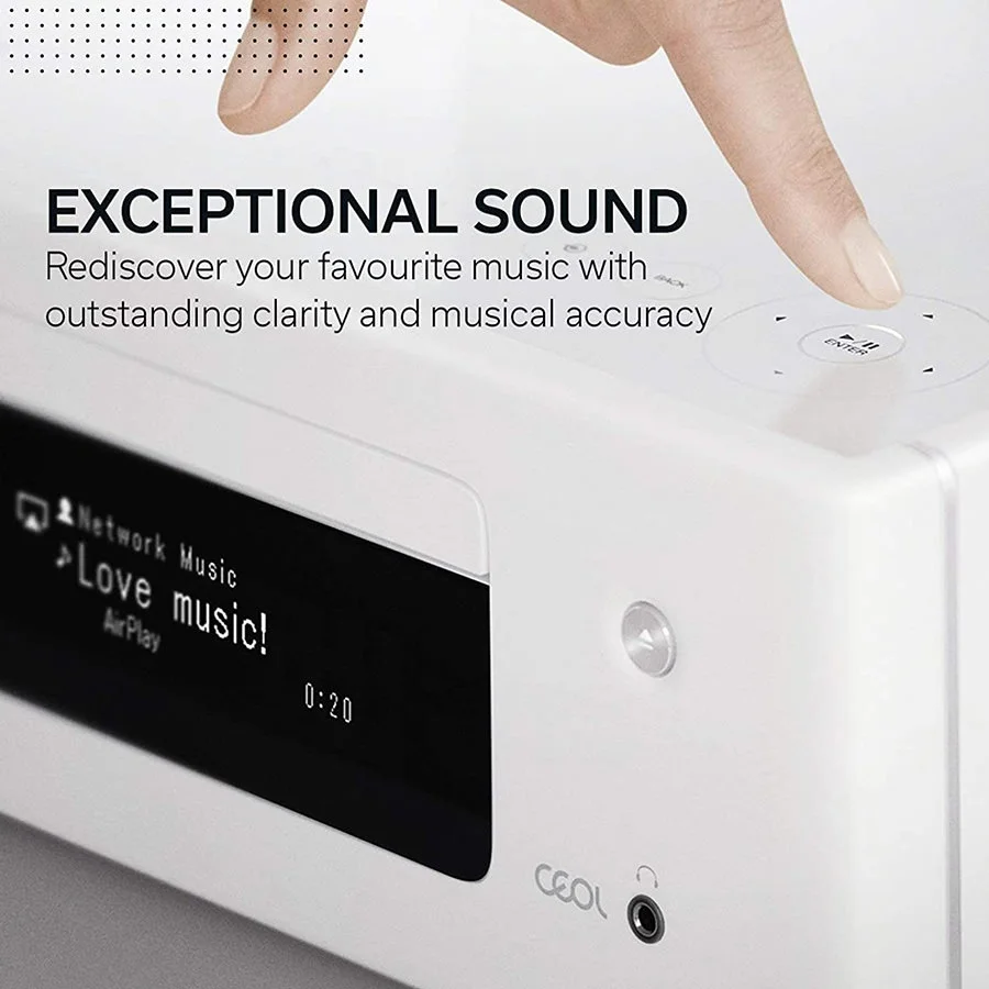Denon CEOL N10 Multi-Room Wireless Bluetooth/WiFi Network, FM Radio & CD Player Speaker System - White
