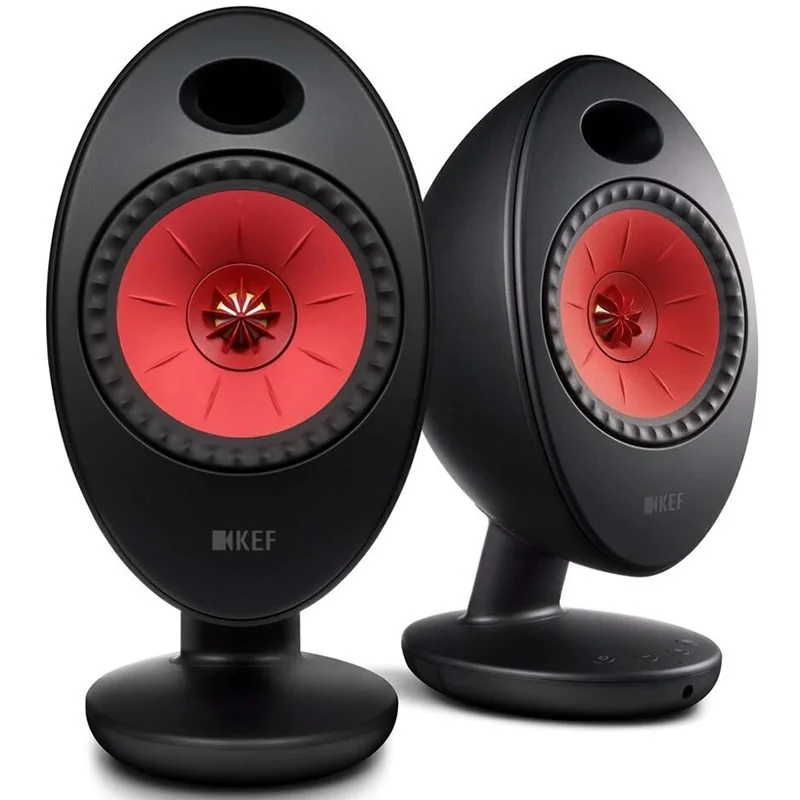 KEF EGG Duo Wireless Bluetooth Desktop Bookshelf Speakers - Black