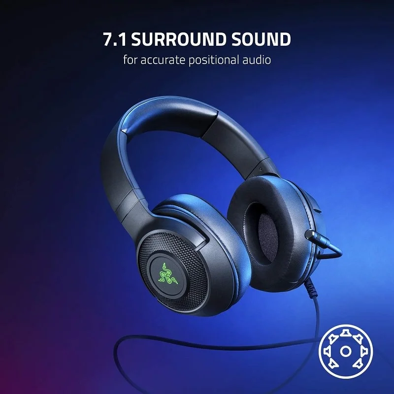 Razer Kraken V4 X 7.1 V2 Surround Sound USB Gaming Over-Ear Headset with Mic 