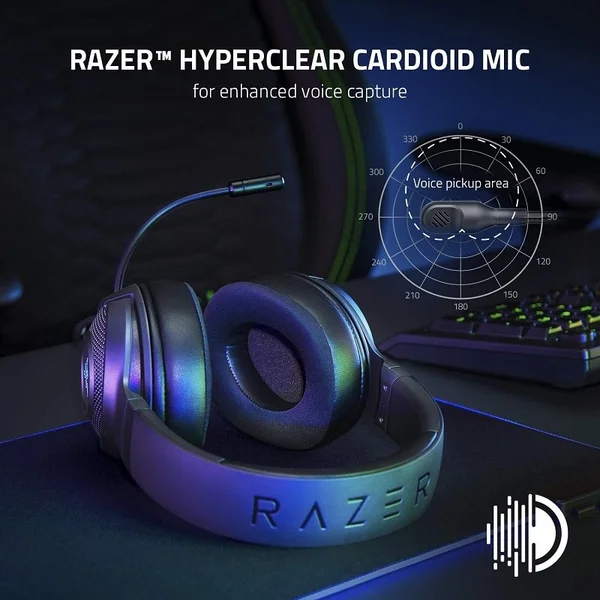 Razer Kraken V3 X 7.1 Surround Sound USB Gaming Over-Ear Headset with Mic
